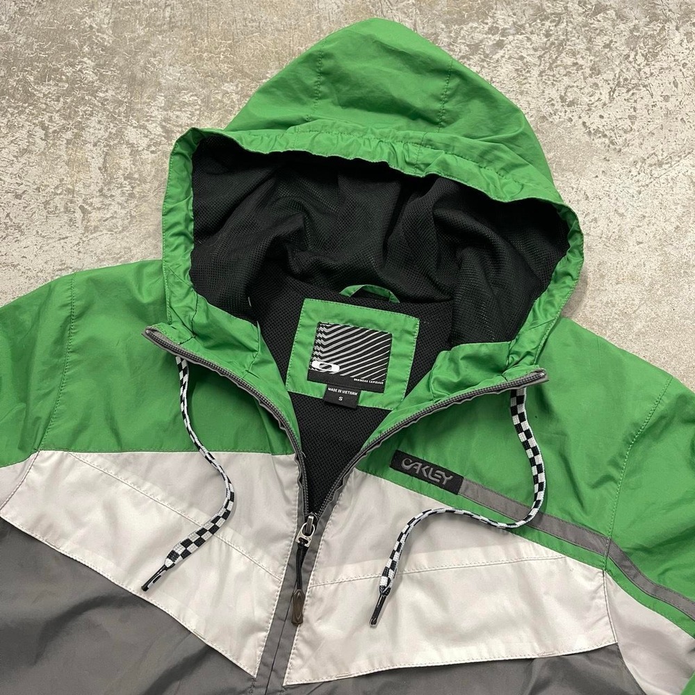Vintage Oakley Cyber Tech Jacket Green Colorblock Gorpcore Windbreaker Mens S